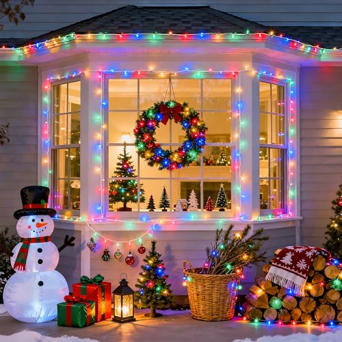 200 LED Multicolor Christmas Tree Lights Outdoor Indoor Clear Wire (66 Foot)