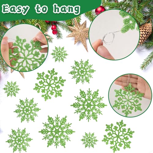 36pcs Christmas Lime Green Snowflake Ornaments (36 Count)