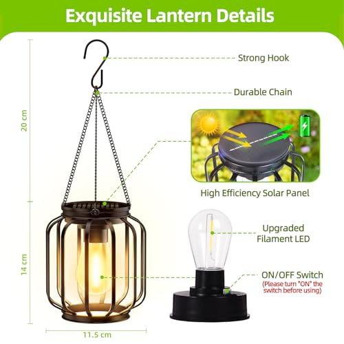 Solar Hanging Lanterns Outdoor Waterproof (4 Count)