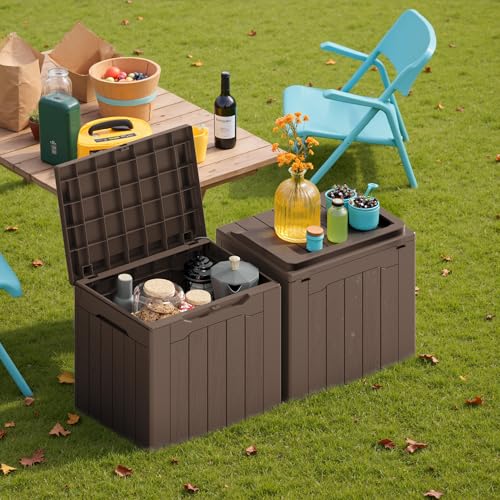30 Gallon Resin Deck Box 2 Pack Outdoor Indoor Waterproof Storage Box for Patio Furniture Pool Accessories Storage for Cushion Garden Tools