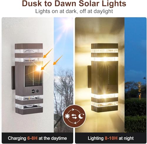 Oil Rubbed Bronze Solar Outdoor Wall Lights with 3