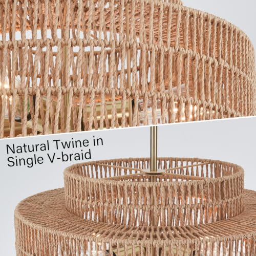 4 Light Hand Woven Rattan Pendant Light 3