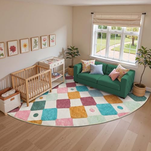 Corner Rug Washable Kids Rug Colorful Nursery Play Mat Confetti (49 Sq Ft)