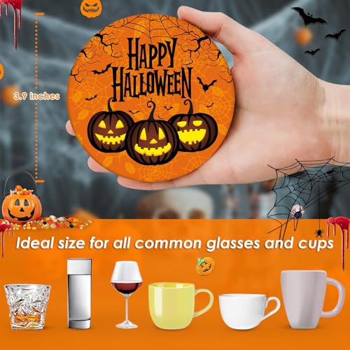 Halloween Ceramic Stone Coasters for Drinks (6 Count)