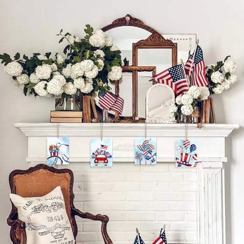 10 Pieces Large 4th of July Unfinished Wood Crafts to Paint for Adults