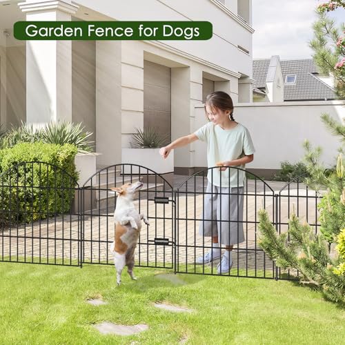 Metal Garden Fence with Gate 28 in x 11.7 ft (27.3 Sq Ft)