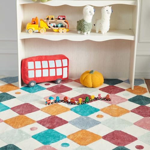 4x6 Area Rug for Kids Room Colorful Play Mat Washable Classroom Rug (24 Sq Ft)