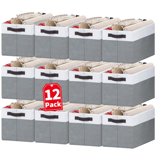 12 Pack Large Storage Baskets for Shelves (12 Count)