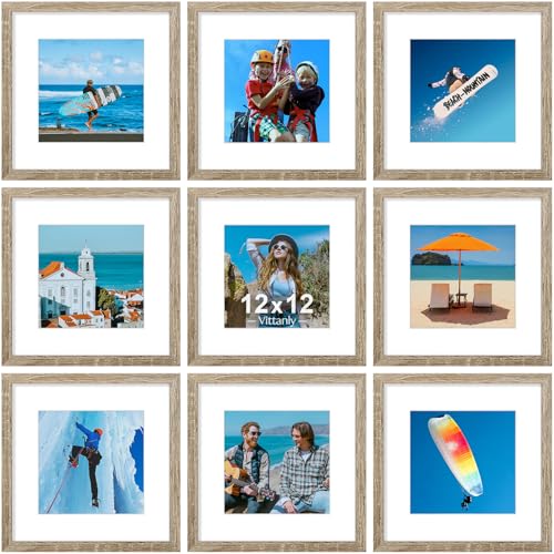 12x12 Picture Frames Set of 9 for Wall Mounting (9 Count)