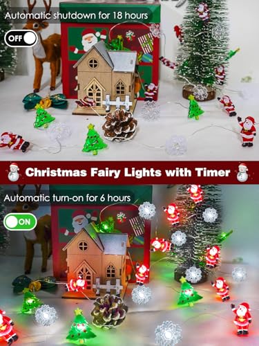 Christmas Tree Santa Snowflake Fairy Lights Battery Operated with Remote