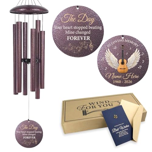 Personalized Guitar Memorial Wind Chimes for Loss of Loved One