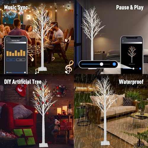 Smart Lighted Birch Twig Tree with Fairy Lights