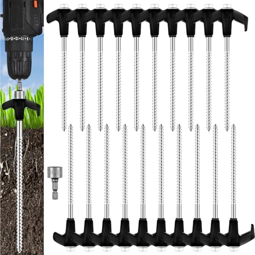20 Pcs 8" Screw in Tent Stakes Ground Anchors (20 Count)