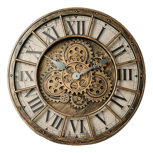 18 Inch Wall Clock with Moving Gears