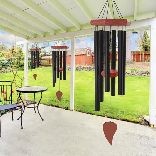 Memorial Wind Chimes for Outside 30 inch Black Sympathy Gift Decor Outdoor