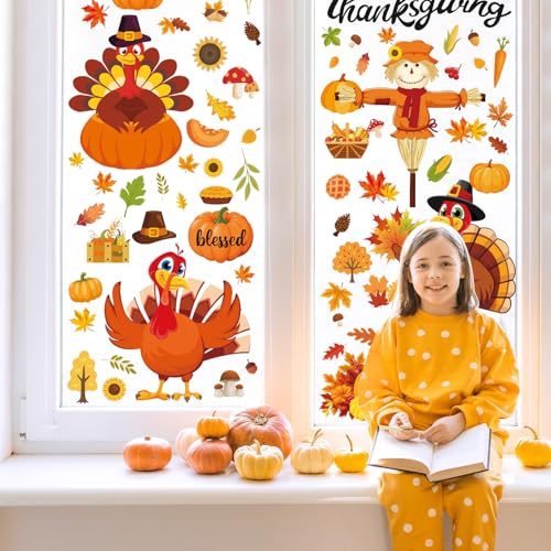 Fall Thanksgiving Window Clings 6 Sheets (6 Count)