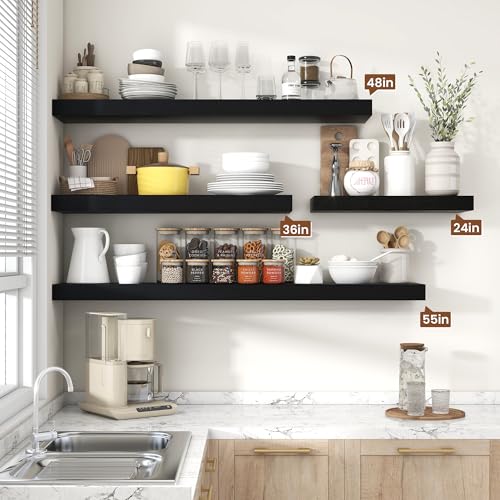 Floating Shelves 35.7" W x 10.3" D Black Set of 1
