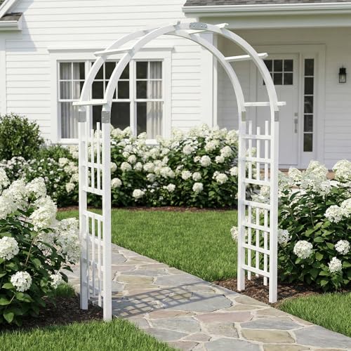 7Ft White Wooden Arbor Arch