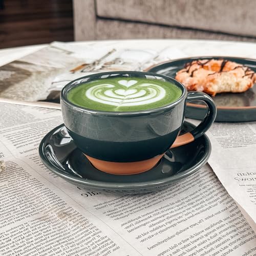 Ceramic Latte Art Mug With Saucer