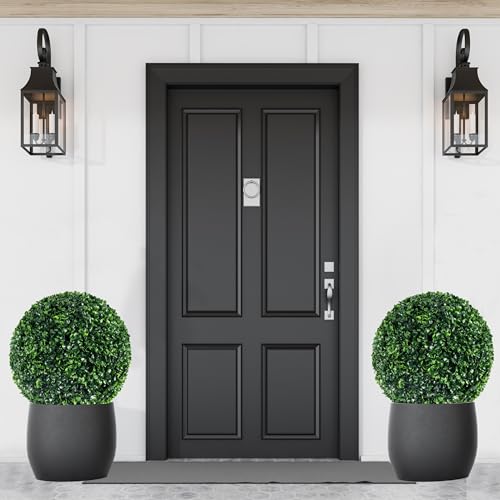 2 PCS 13.7 inch 2 Layers Artificial Plant Topiary Ball Faux Boxwood