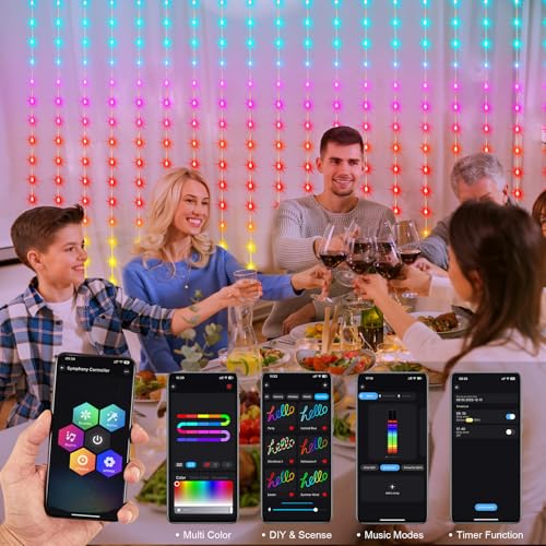 Smart Curtain Lights 6.6 x 9.8Ft 16 Million Colors Changing (300 Count)