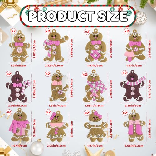 Gingerbread Man Ornaments Christmas Tree Decorations (24 Count)