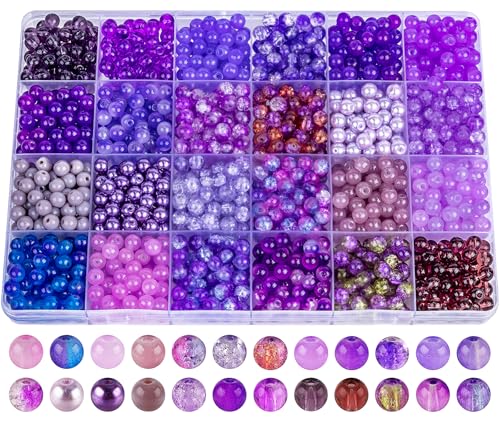 About 1200PCS 6mm Glass Beads Bracelet Making Kit (1200 Count)