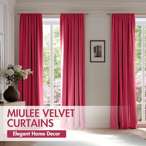 Berry Blackout Velvet Curtains Drapes 90 Inch Long 52"x90" Bedroom (2 Count)
