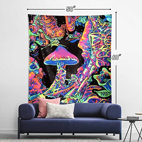 Blacklight Mushroom Tapestry