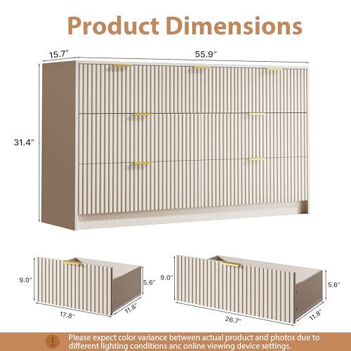 Beige 7 Drawer Dresser for Bedroom