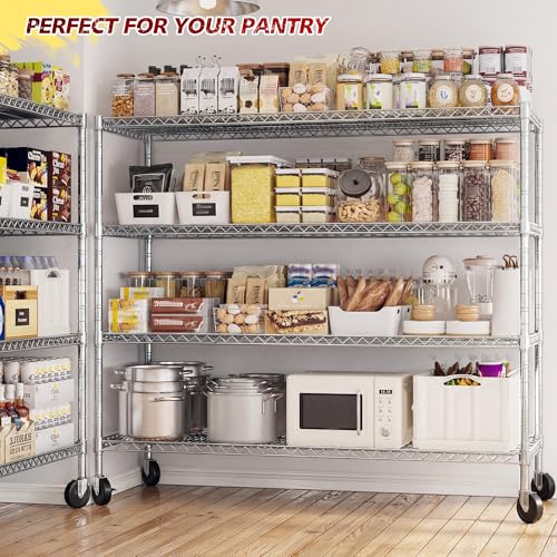 Set of 2 Storage Shelves Metal Shelving with Wheels (2 Count)