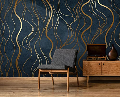 Simple Golden Lines wall Mural Wallpaper for Bedroom 137" x 100" (95.12 Sq Ft)