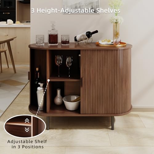 40" Fluted Buffet Sideboard Cabinet with Sliding Door
