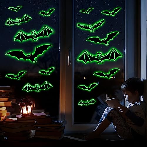 3 Sheets Glow in The Dark Skeleton Bat Decals