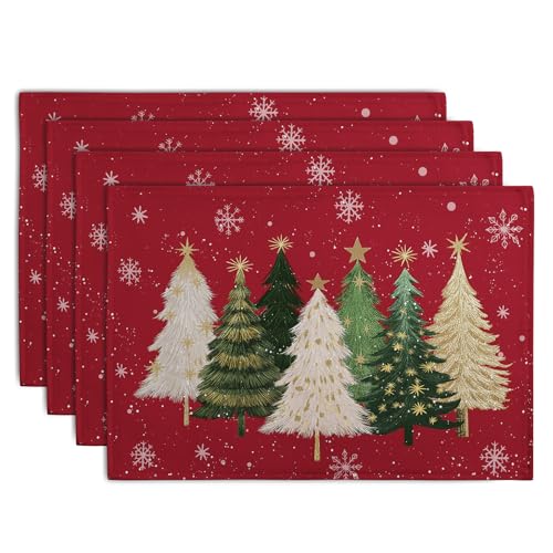 Red Christmas Tree Placemats Set of 4
