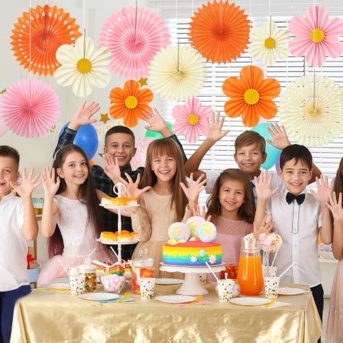 Orange Pink Floral Wall Backdrop (12 Count)