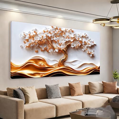 White Flower Wall Art Gold Tree Of Life Wall Art Prints 20 * 40 Inch