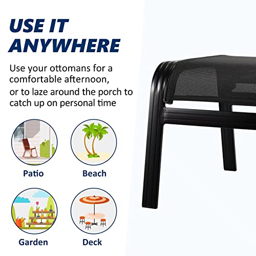 Patio Outdoor Ottoman Assembled Aluminum Footstools Small Seat Side Table Footrest for Balcony (2 Count)