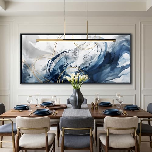 Blue Abstract Wall Art Large Canvas Wall Decor Modern Home Decor Office Wall Decor Home Decorations for Living Room Navy Blue Minimalist Bedroom Artwork 40×87IN