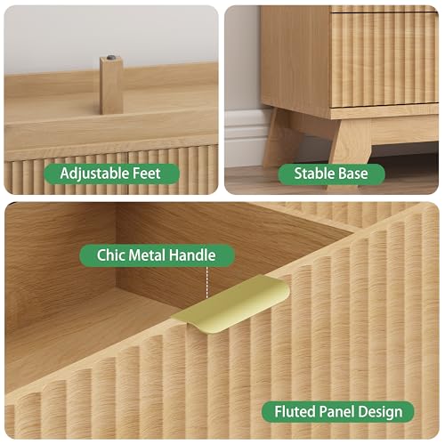 Fluted Dresser for Bedroom with 6 Drawers