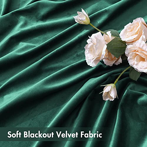 Dark Green Blackout Velvet Curtains Drapes 108 Inch Long 52"x108" (2 Count)
