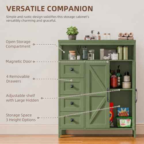 Farmhouse Storage Cabinet with 2 Doors and 4 Drawers