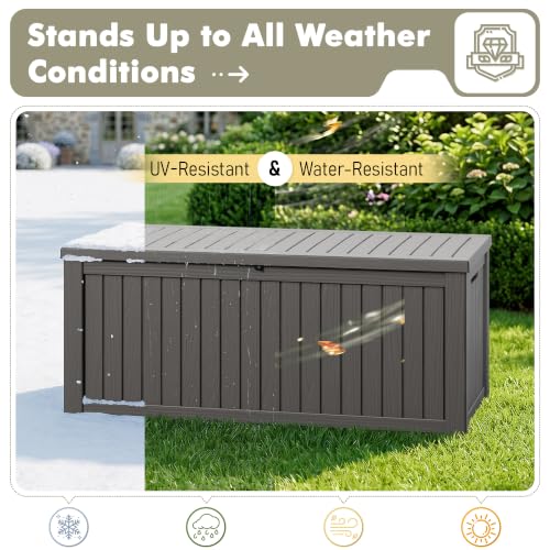 220 Gallon Outdoor Storage Box Waterproof Deck Box for Patio