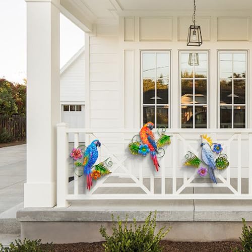 Metal Colorful Parrots Wall Art (3 Count)