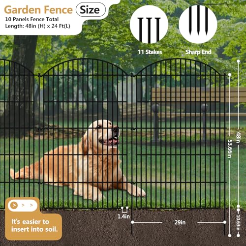10 Panels Decorative Garden Metal Fence (96 Sq Ft)