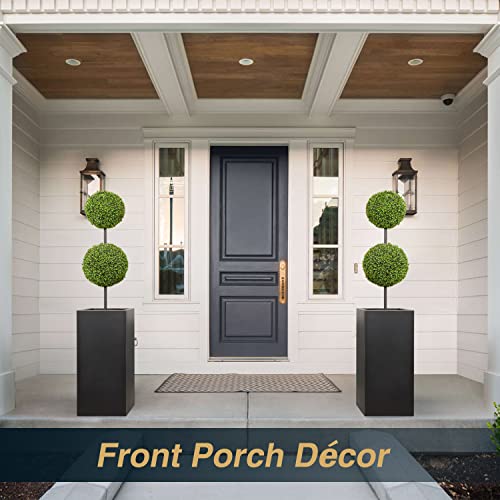 14Lx14Wx30H Tall Metallic Heavy Planter for Outdoor Porch (2 Count)