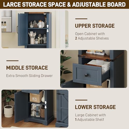 66" Tall Farmhouse Bathroom Storage Cabinet with Barn Doors