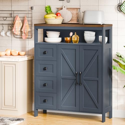 Farmhouse Storage Cabinet with 2 Doors and 4 Drawers