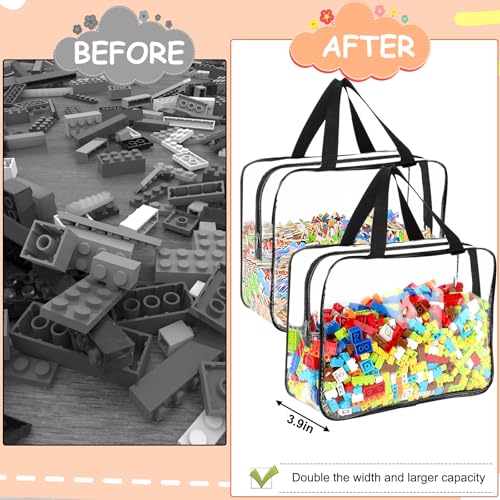 6 Packs Large Toy Storage Bags with Labels Reusable Clear Toy Organizer (6 Count)