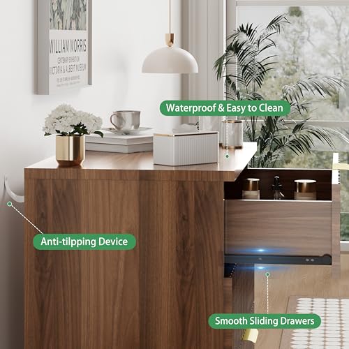 Fluted Dresser for Bedroom with 3 Drawers